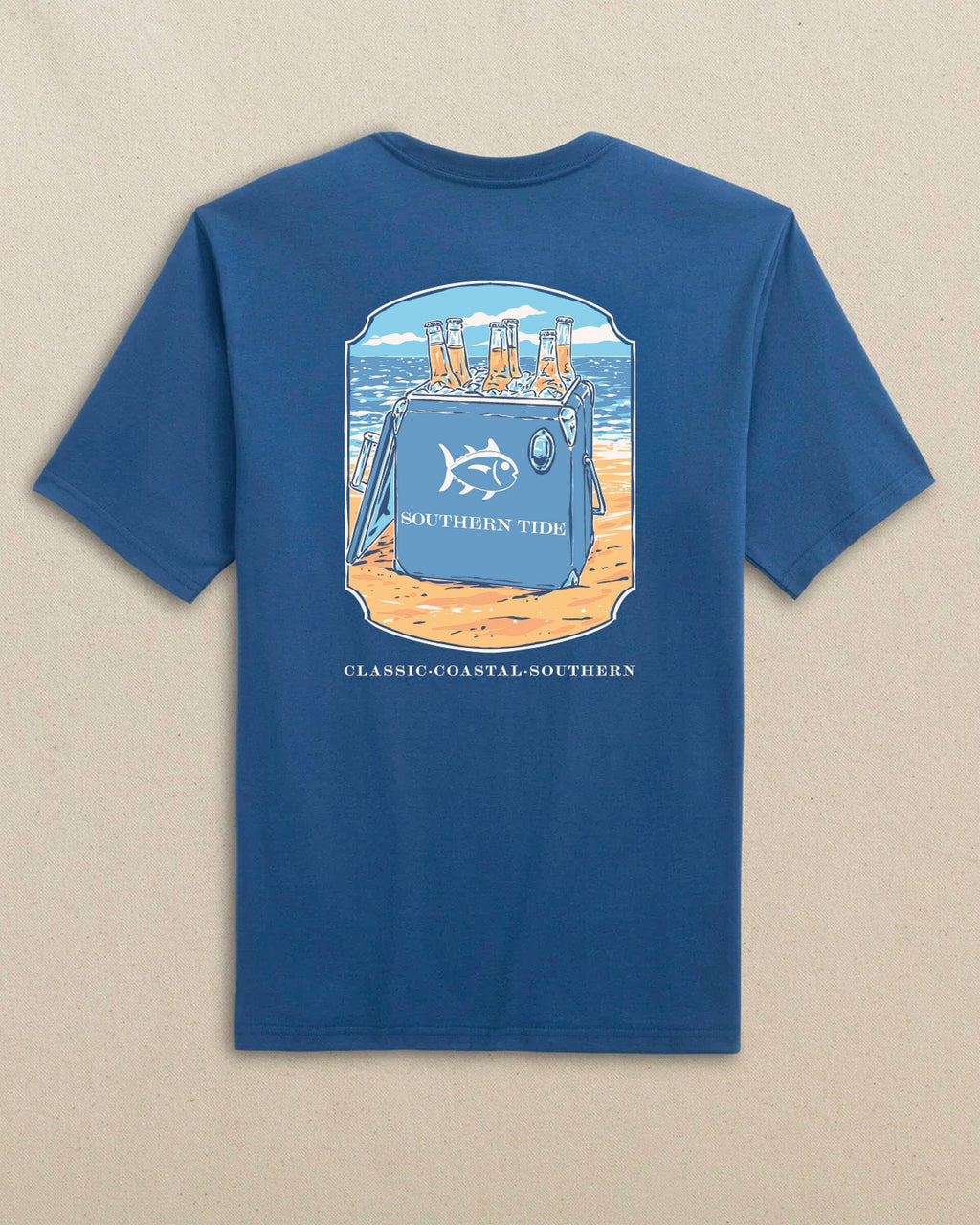 The back view of the Southern Tide Southern Tide Cooler Short Sleeve T-Shirt by Southern Tide - Nautical Blue